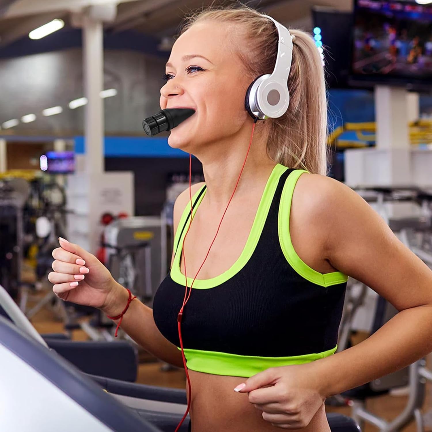 Breathing Trainer with Adjustable Resistance | Portable Respiratory Trainer with High-Grade Silicone | Compact Lung Exercise Device | Easy to Clean (Black)