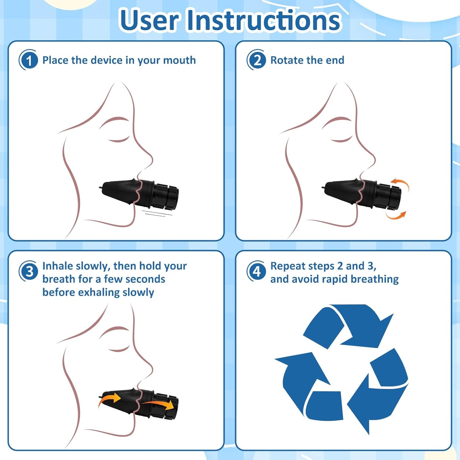 Breathing Trainer with Adjustable Resistance | Portable Respiratory Trainer with High-Grade Silicone | Compact Lung Exercise Device | Easy to Clean (Black)