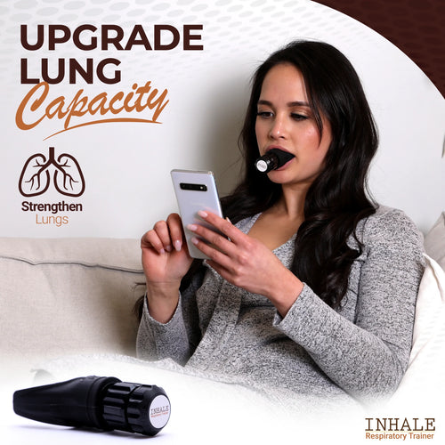 Respiratory Trainer with Protective Case | Compact Lung Exercise Device with Medical Grade Silicone | Improve Breathing Capacity | Breathing and Lung Trainer | Adjustable Resistance