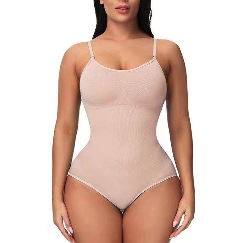 V Neck Spaghetti Strap Bodysuits Compression Body Suits Open Crotch Shapewear Slimming Body Shaper Smooth Out Bodysuit Shaper
