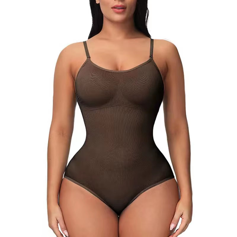 V Neck Spaghetti Strap Bodysuits Compression Body Suits Open Crotch Shapewear Slimming Body Shaper Smooth Out Bodysuit Shaper