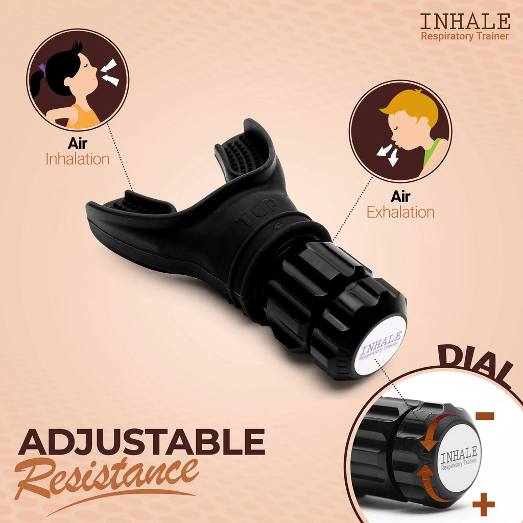 Respiratory Trainer with Protective Case | Compact Lung Exercise Device with Medical Grade Silicone | Improve Breathing Capacity | Breathing and Lung Trainer | Adjustable Resistance