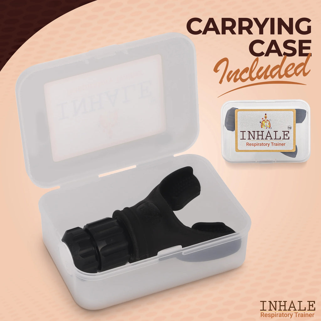 Respiratory Trainer with Protective Case | Compact Lung Exercise Device with Medical Grade Silicone | Improve Breathing Capacity | Breathing and Lung Trainer | Adjustable Resistance